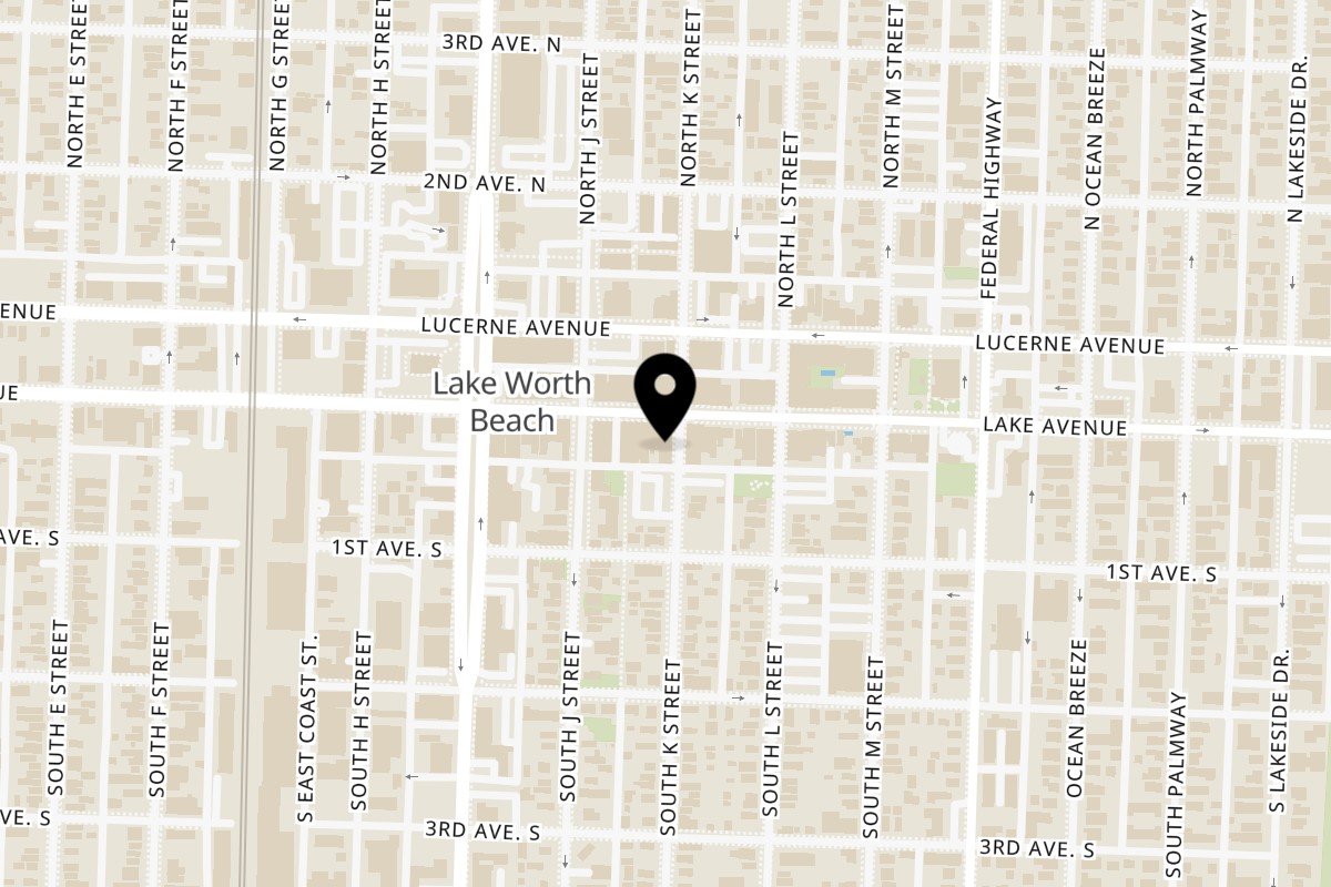 Map showing the location of Lilo's Streetfood & OKA Sushi on 701 Lake Ave in Lake Worth Beach